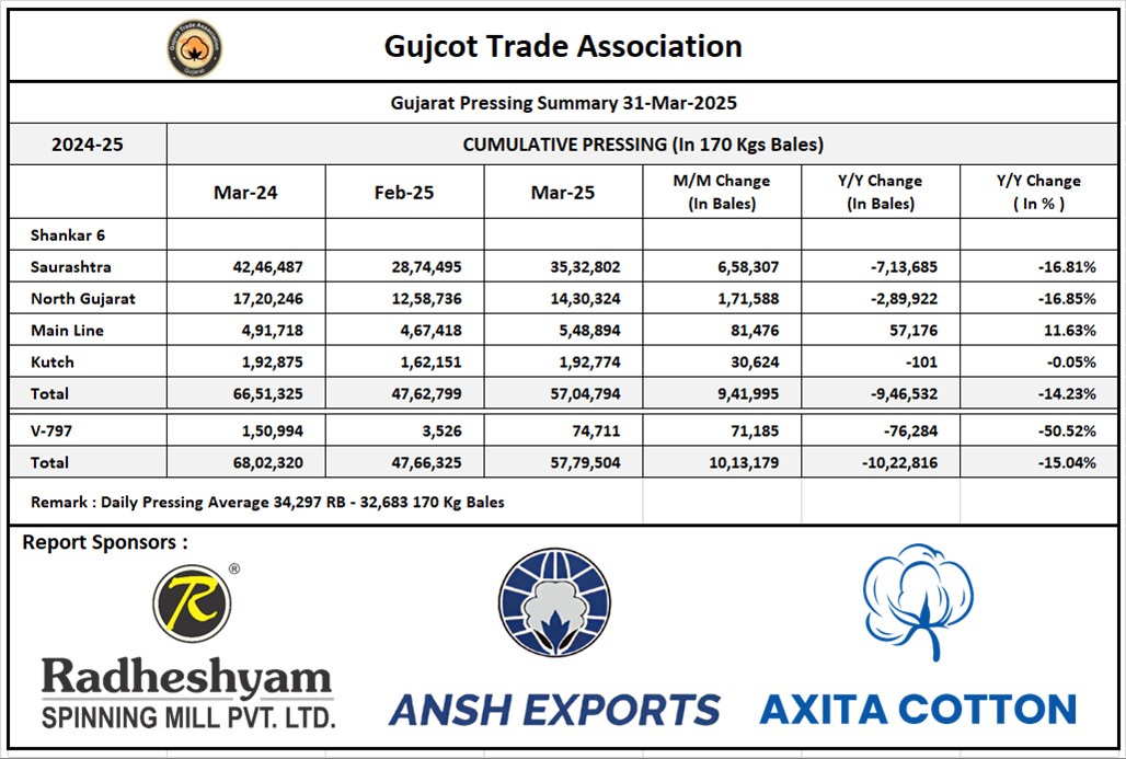 Gujarat Cotton Pressing Summary	